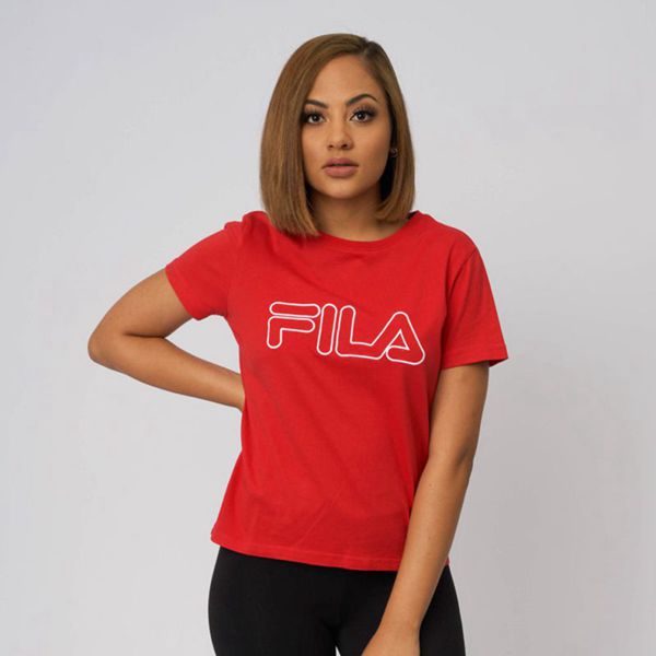 Camisetas Fila Mulher Vermelhas/Branco - Fila Outline Portugal Lojas,GWBE-57936